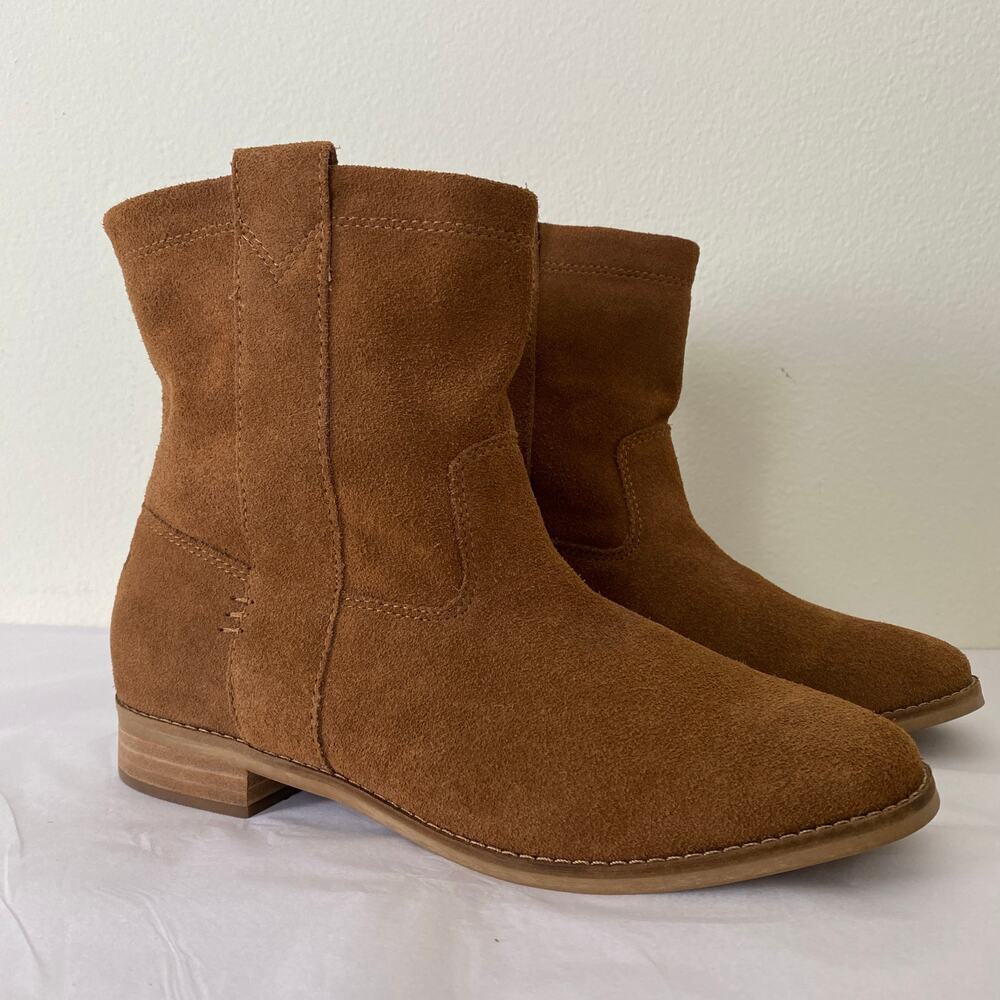 TOMS Laurel Cognac Suede Pull On Ankle Boots Tan Size 7.5 NWT - Picture 6 of 15